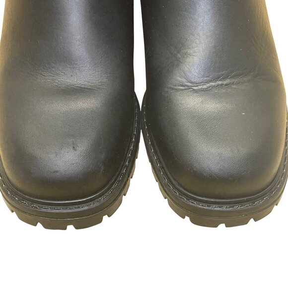 L.L. Bean Women’s Black Leather Back Zip Closure Lug Sole Mid-Calf Boots Size 7M - Picture 3 of 11